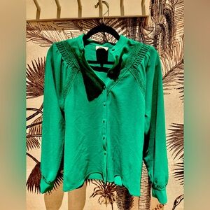 Sézane Fride Blouse in Emerald Green- Frida Vert Flash New Size Sm